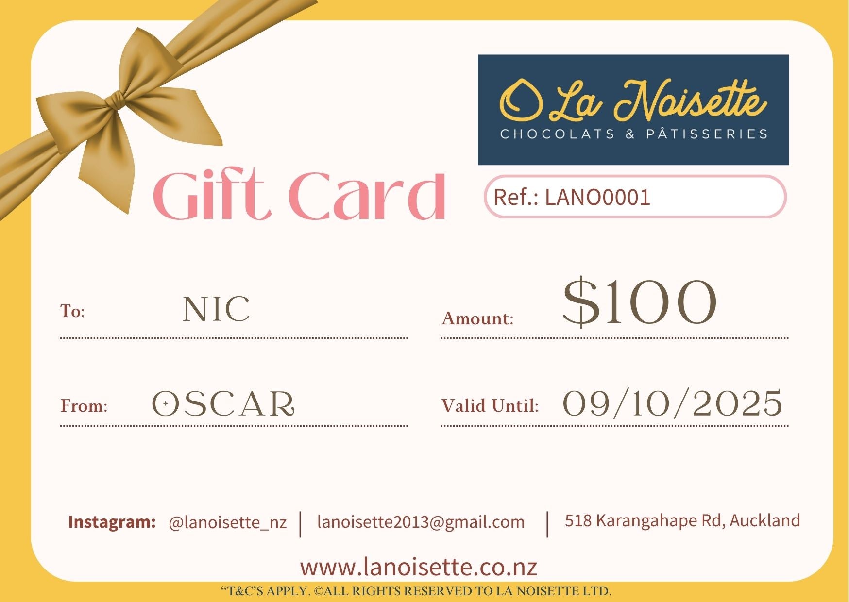 La Noisette Gift Cards $100